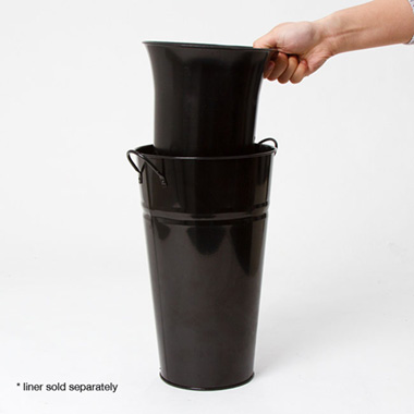 Tin Conical Display Vase with side Handle Black (18x30cmH)