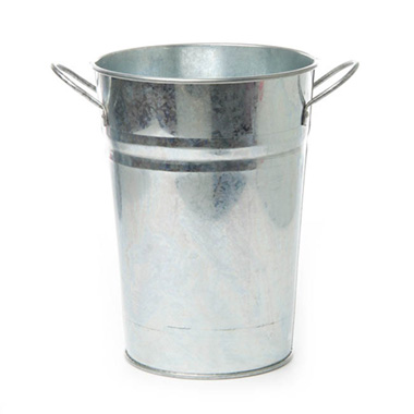 Metal Flower Buckets - Tin Conical Display Vase with side Handle Zinc (15x20cmH)