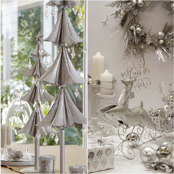 Silver Christmas Tree Decor and Reindeer Decor