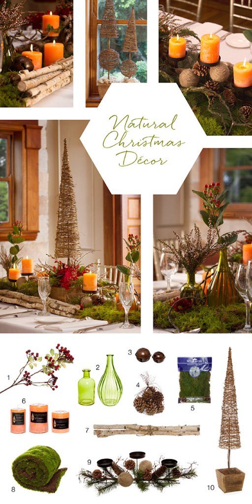 natural Christmas table centrepieces