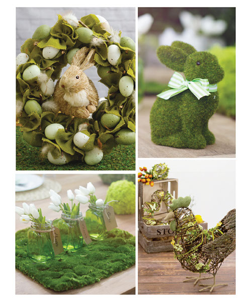 Easter decor artificial greenery and topiary