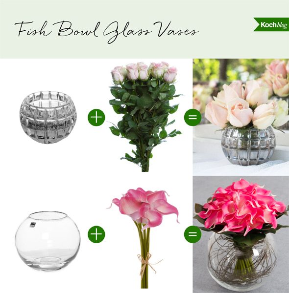 fish bowl vase shapes suit short stemmed flowers and flowers that overflow the top of the vase