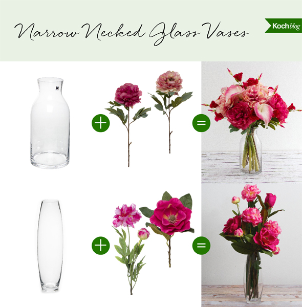 narrow necked vase shapes go best with thin stemmed flowers