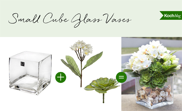 small cube vase shapes suit delicate flowers (flowers that aren't too wide or bulky)